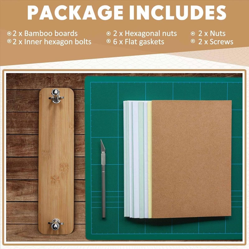 DoubleFill 1 Set Wooden and Bamboo Book Press Book Binding Tool Portable Book Binding Kits Bookbinding Supplies Book Press Bookbinding for DIY Book (12 Inch) - Image 3